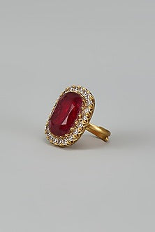 Gold Finish Ruby & Zircon Ring
