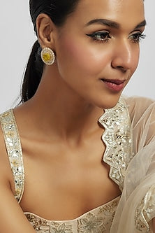 Gold Finish Yellow Zircon Stud Earrings