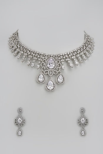 White Finish Zircon Necklace Set