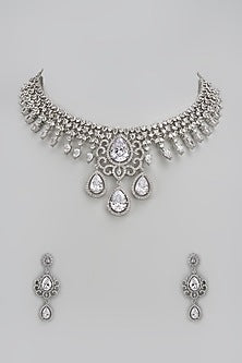 White Finish Zircon Necklace Set