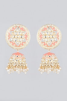 Gold Finish Meenakari Chandbali Earrings