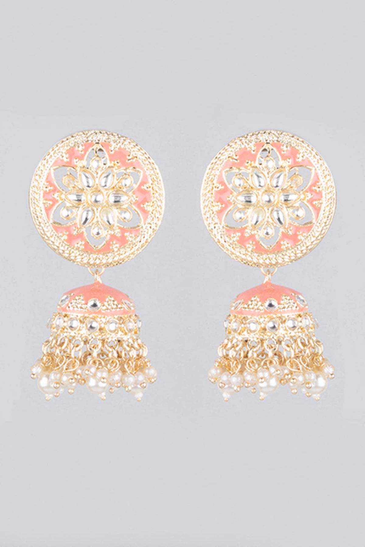 Gold Finish Meenakari Chandbali Earrings