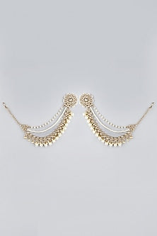 Gold Finish Pearl Stud Earrings