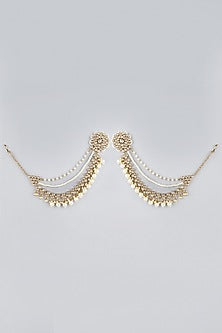 Gold Finish Pearl Stud Earrings