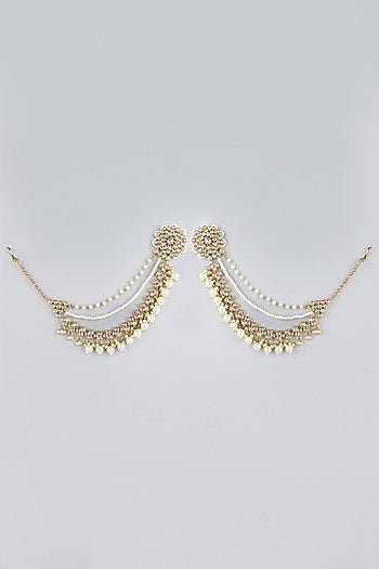 Gold Finish Pearl Stud Earrings