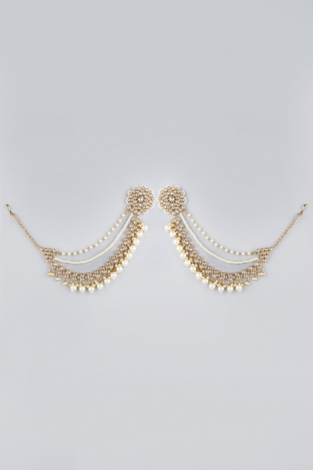 Gold Finish Pearl Stud Earrings