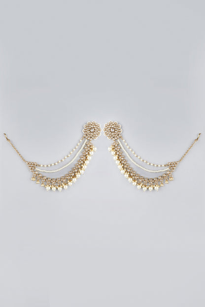 Gold Finish Pearl Stud Earrings