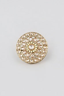 Gold Finish Kundan Polki Ring