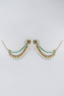 Gold Finish Kundan Polki Stud Earrings
