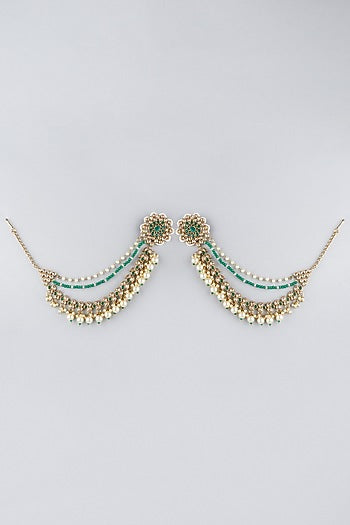 Gold Finish Kundan Polki Stud Earrings