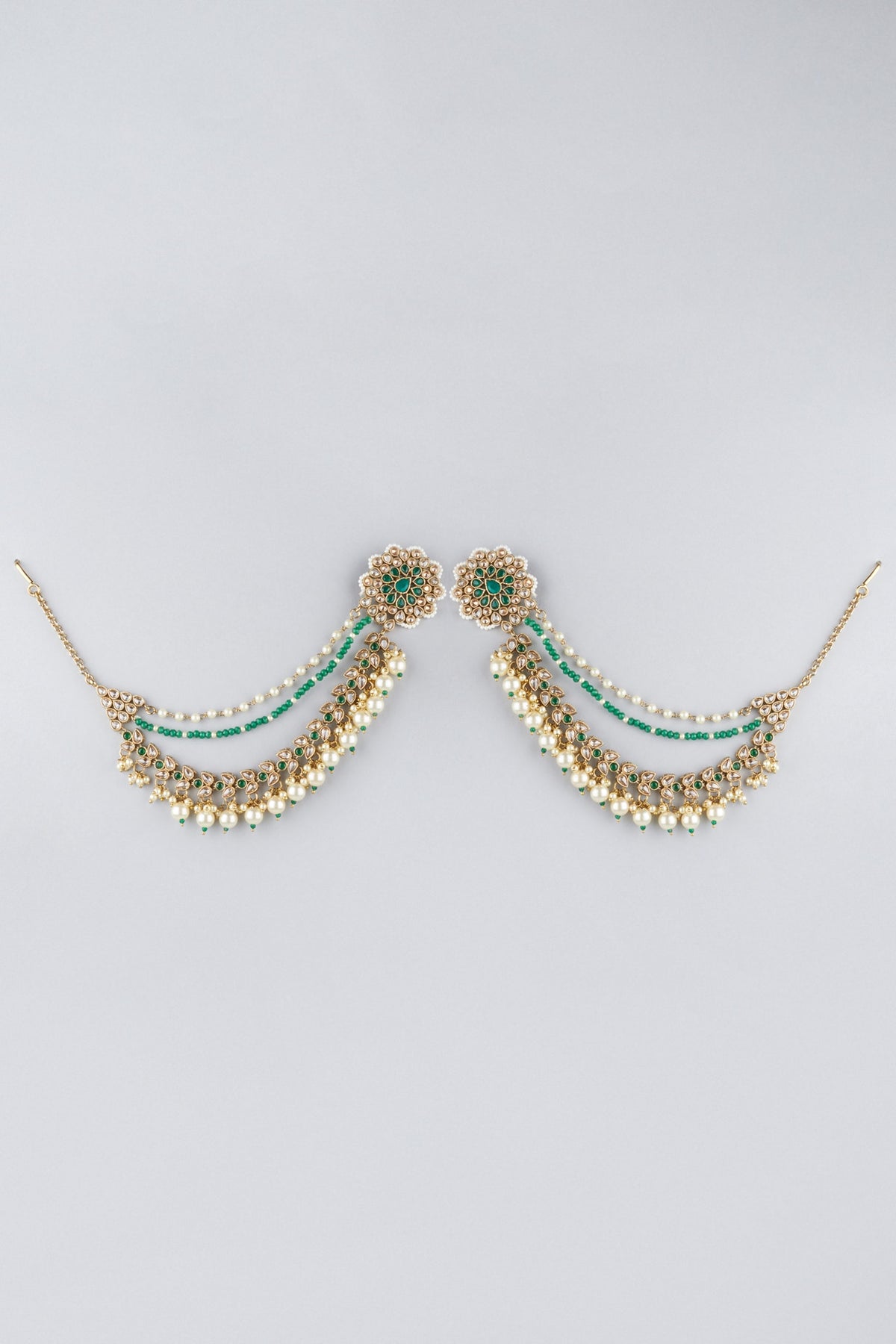 Gold Finish Kundan Polki Stud Earrings