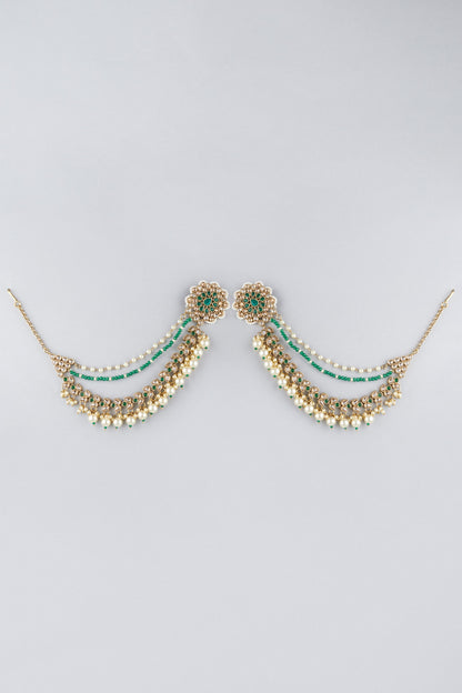 Gold Finish Kundan Polki Stud Earrings