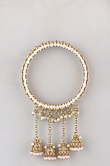 Gold Finish Kundan Polki Bangles (Set Of 4)