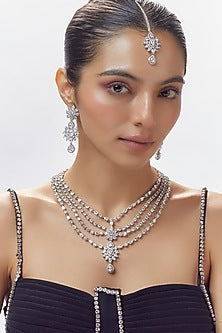 White Finish Zircon Necklace Set
