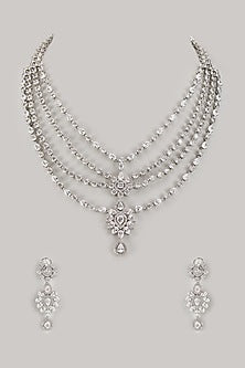 White Finish Zircon Necklace Set