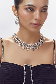 White Finish Zircon Necklace Set