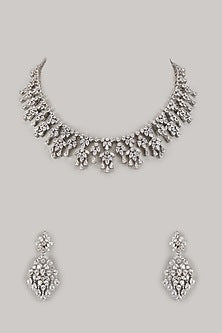 White Finish Zircon Necklace Set