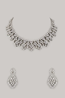 White Finish Zircon Necklace Set