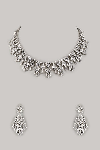 White Finish Zircon Necklace Set