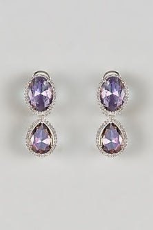 White Finish Amethyst & Zircon Dangler Earrings