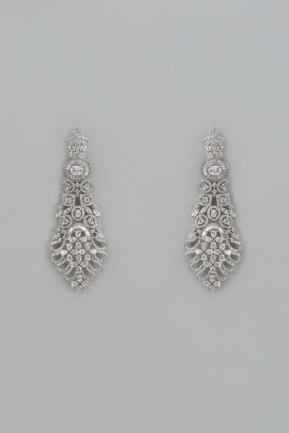 White Finish Zircon Dangler Earrings