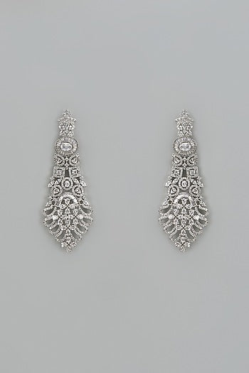 White Finish Zircon Dangler Earrings