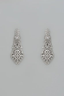 White Finish Zircon Dangler Earrings