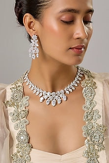 White Finish Zircon Necklace Set