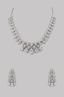 White Finish Zircon Necklace Set