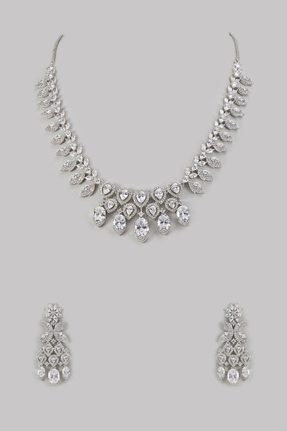 White Finish Zircon Necklace Set