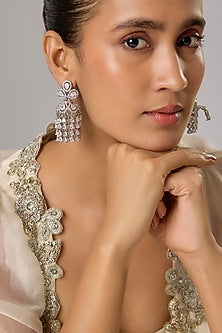 White Finish Zircon Dangler Earrings