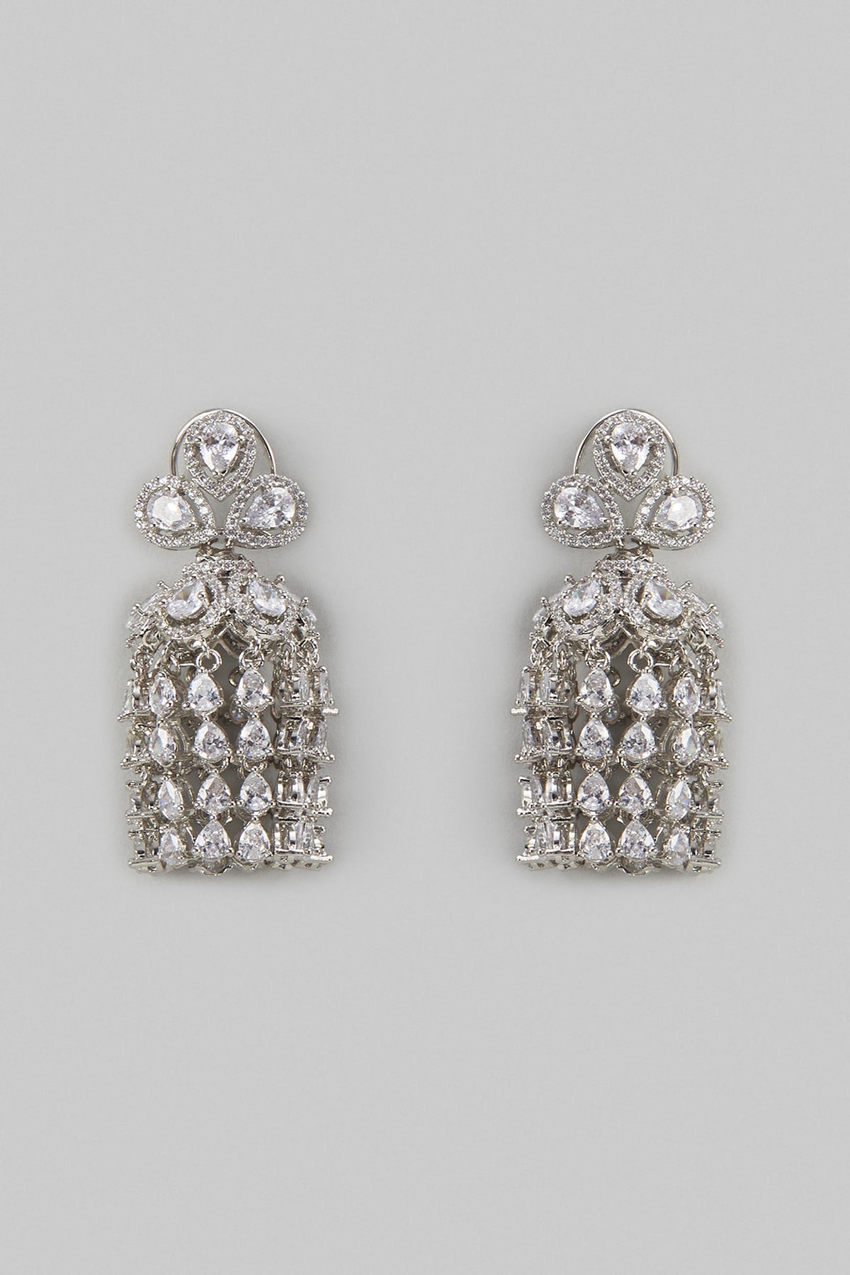 White Finish Zircon Dangler Earrings