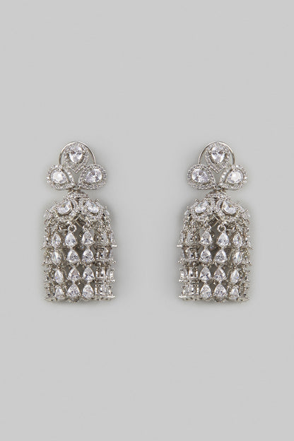 White Finish Zircon Dangler Earrings