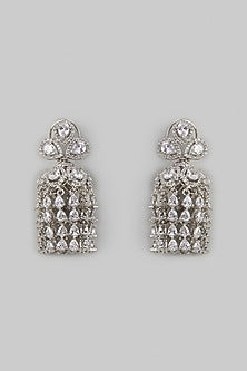 White Finish Zircon Dangler Earrings