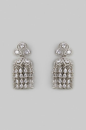 White Finish Zircon Dangler Earrings