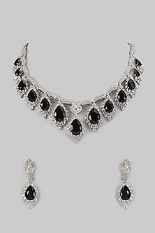 White Finish Amethyst & Zircon Necklace Set