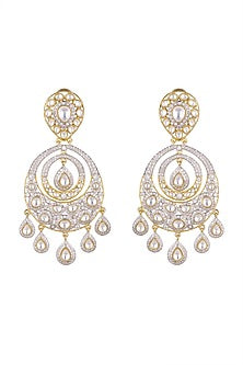 Gold Finish Kundan Chandbali Earrings