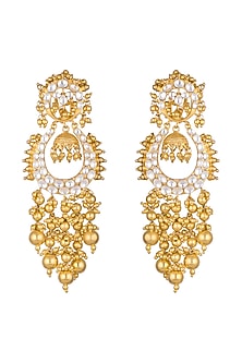 Gold Finish Kundan Long Earrings