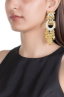 Gold Finish Kundan Long Earrings