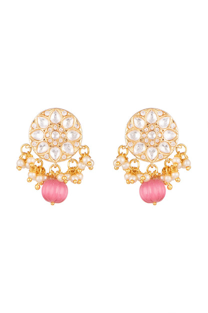 Gold Plated Kundan Stud Earrings