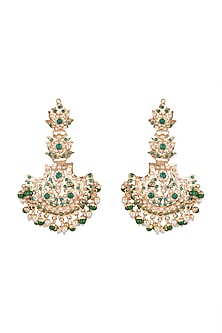Gold Plated Emerald Long Earrings
