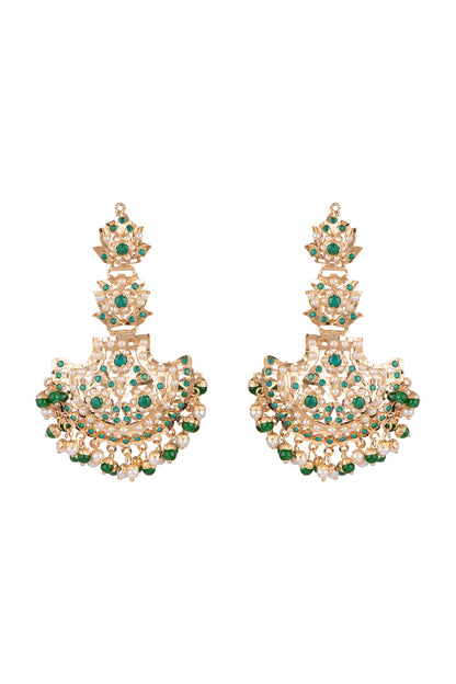 Gold Plated Emerald Long Earrings