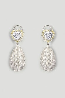 White Finish Zircon Dangler Earrings