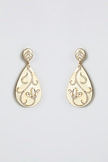 Gold Finish Zircon & Kundan Polki Dangler Earrings