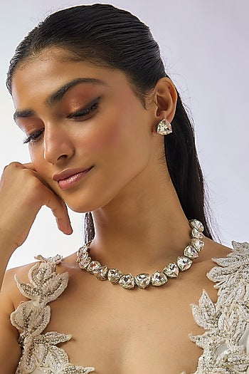 Silver Finish Zircon & Swarovski Necklace Set