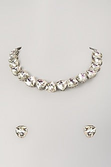 Silver Finish Zircon & Swarovski Necklace Set