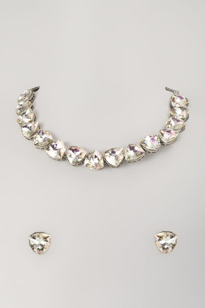 Silver Finish Zircon & Swarovski Necklace Set