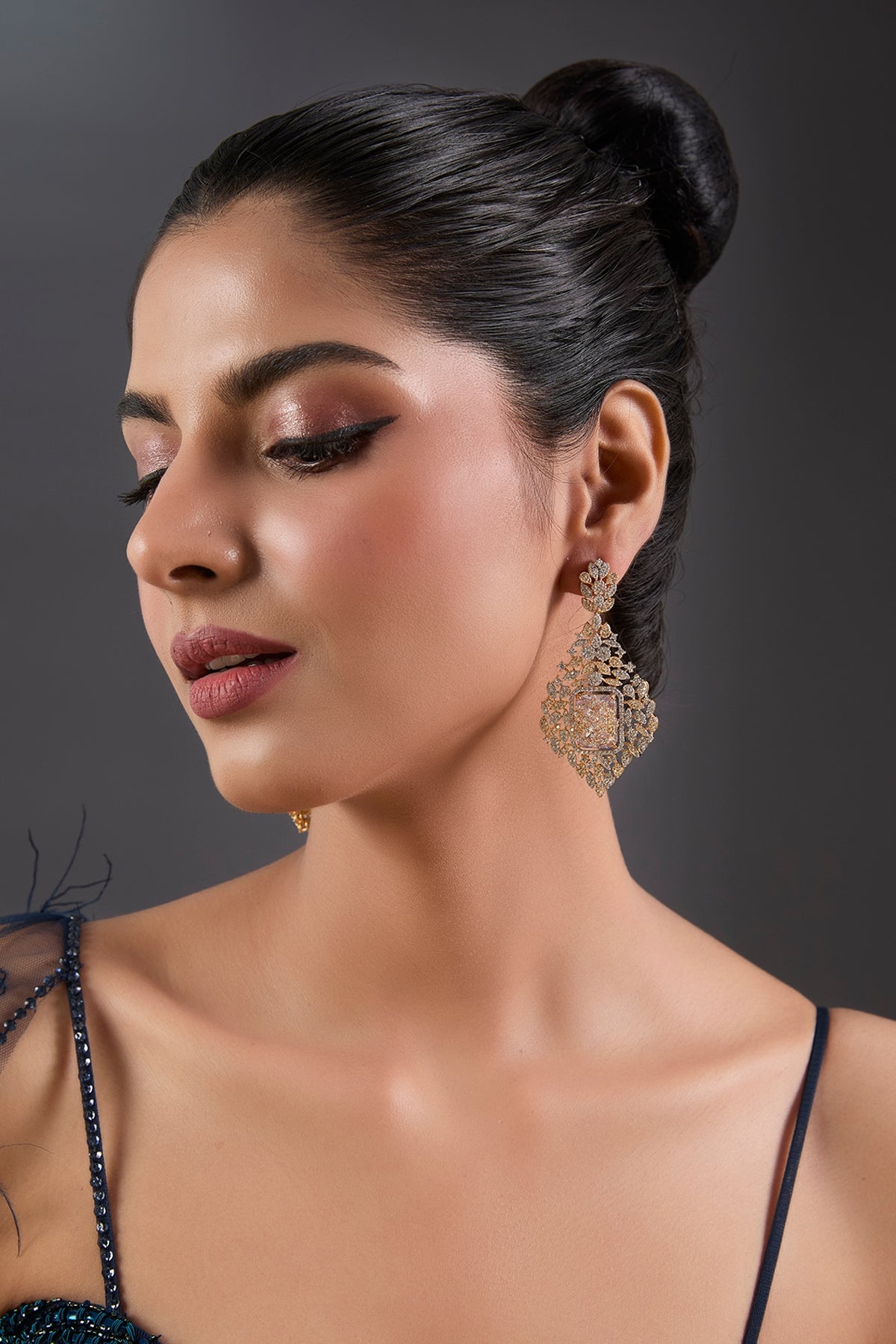 White Finish Zircon Dangler Earrings
