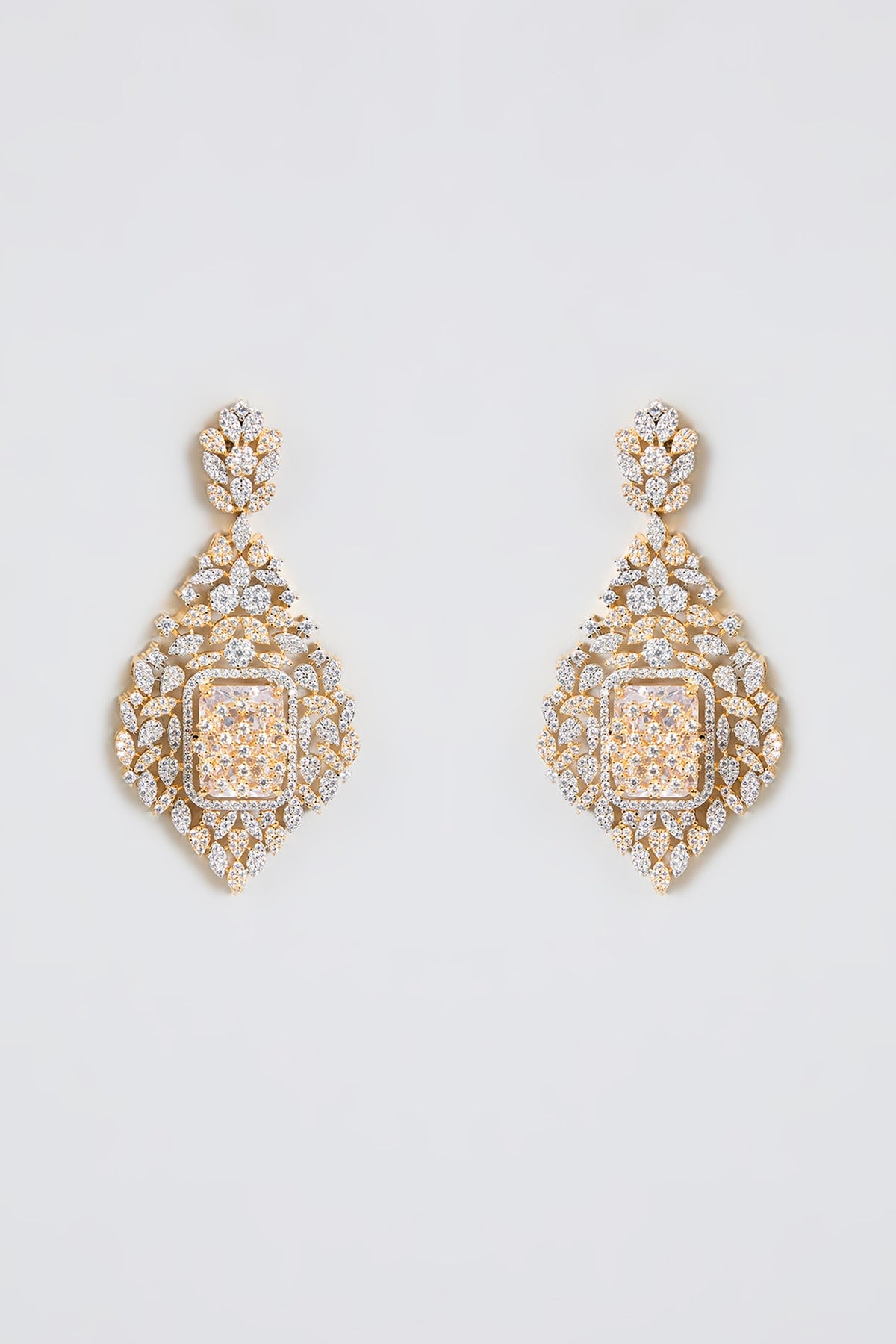 White Finish Zircon Dangler Earrings
