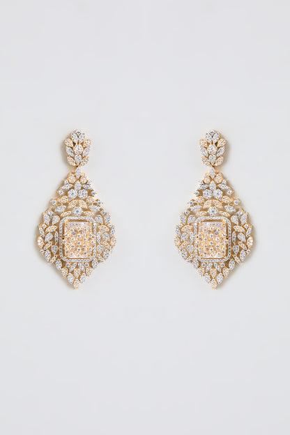 White Finish Zircon Dangler Earrings
